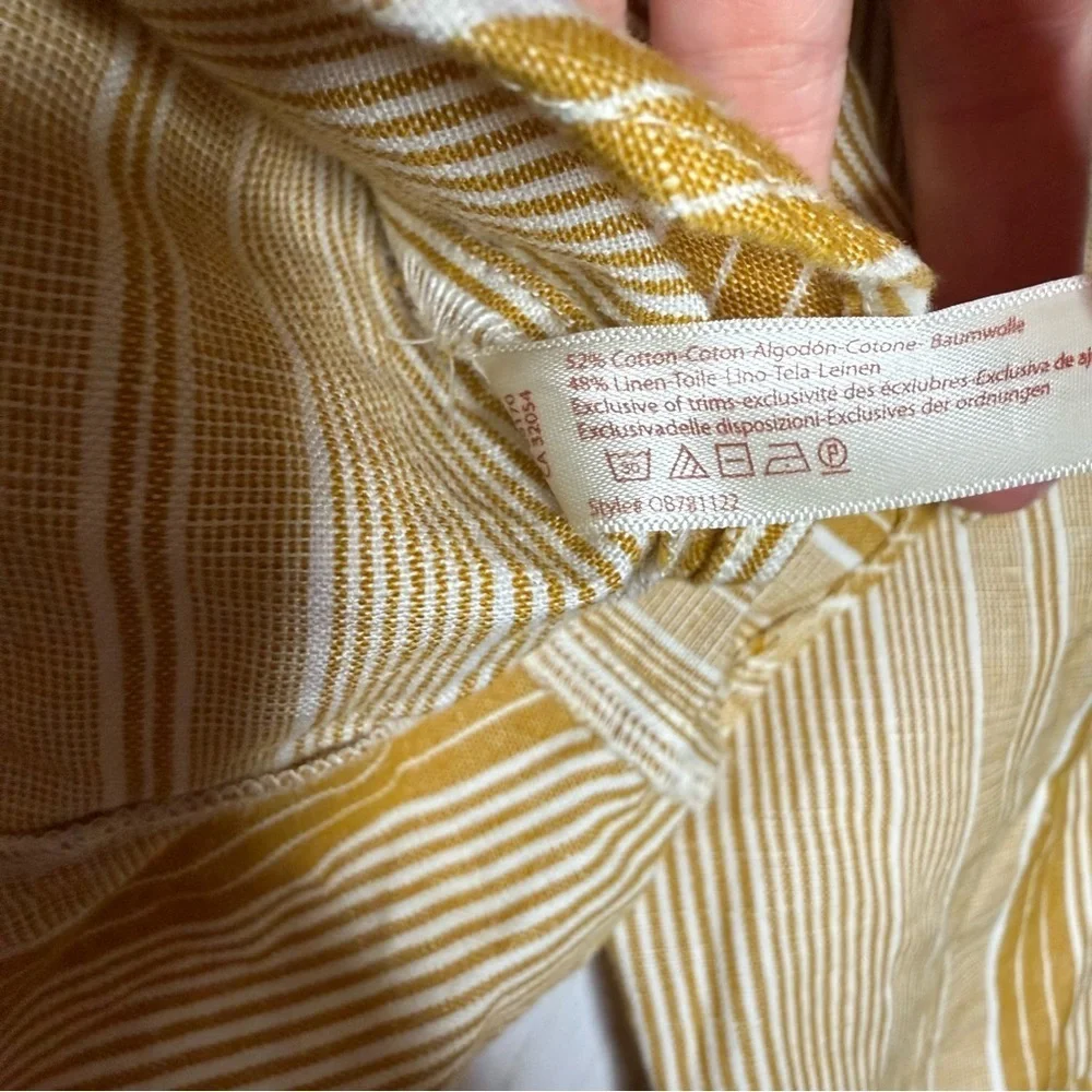 Free People Beige and Yellow Striped Crop Top